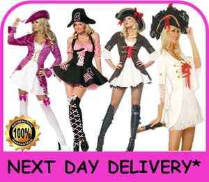 Sexy Ladies Pirate Fancy Dress Costume Outfit Sizes 8 10 12 14 16 (S M 