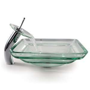 Kraus C GVS 930 19mm 10 Square Clear Oceania Glass Sink and Waterfall 