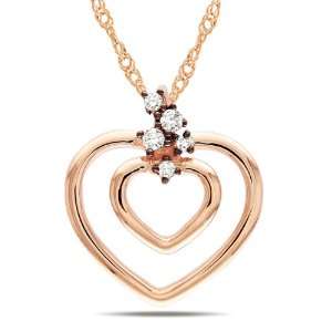 10K Rose Gold, Brown Diamond Pendant with Chain, (.07 cttw, I3 Clarity 