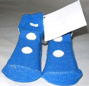 Pair Of MUD PIE BABY White Polka Dot Blue Socks For Baby Boy 0 12 