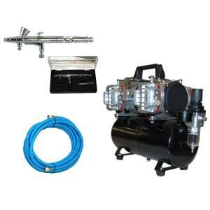 Twin Piston Airbrush Air Compressor w/TANK-2Yr Warranty