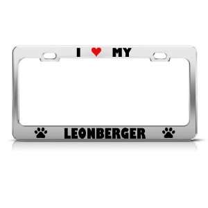 Leonberger Paw Love Heart Pet Dog Metal license plate frame Tag Holder