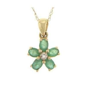   Style Emerald and Diamond 14K Gold Pendant with Free Chain Everything
