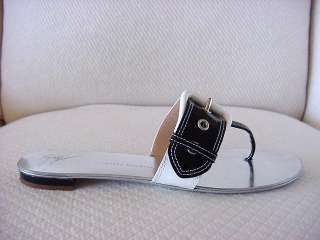 GIUSEPPE ZANOTTI Flat mule shoe crisp black white 9 MINT  