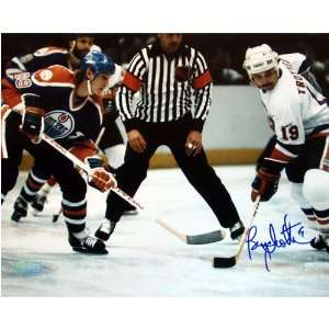  Signed Bryan Trottier Picture   16x20 face off vs Gretzky 