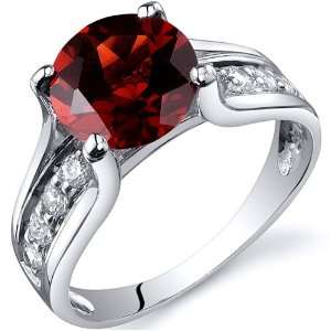  Solitaire Style 2.50 carats Garnet Ring in Sterling Silver 