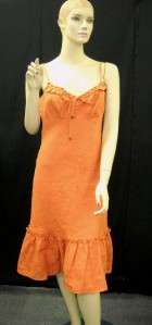 NWOT MILLY NY Orange Linen Ruffle Dress Small $298  