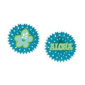 1HNG7381 BLUE HIBIS TISSUE FAN 