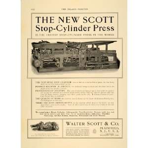  1901 Ad Walter Scott Stop Cylinder Press Plainfield NJ 
