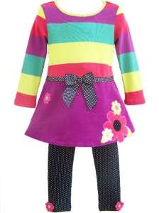 NEW Girls JEWEL STRIPE FLOWER Size 4T Tunic & Leggings Clothes NWT 