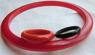 Vintage Lot Solid BAKELITE Dark Red Bangle Bracelet Light Red Ring 