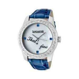   Blue Crystal White MOP Royal Blue Calf Leather Watch 