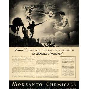  1940 Ad Monsanto Chemicals Products Ponce de Leon Water 