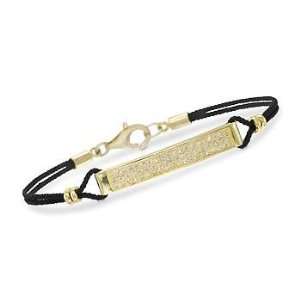   50ct t.w. CZ Bar Bracelet, Black Satin Cord In Vermeil. 7.25 Jewelry