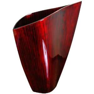 Red & Black Lacquer Angular Fan Vase