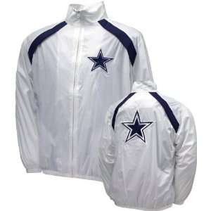  Dallas Cowboys Full Zip White Dobby Jacket Sports 