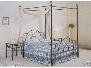 BLACK Metal Sunburst CANOPY BED Full Size (BED) Frame  