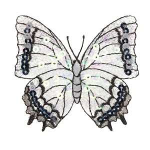  Large Butterfly Iron On Sequin Applique Silver By The Each 