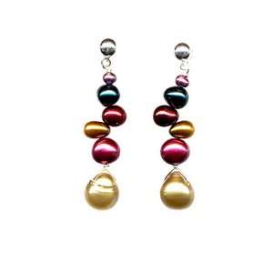    Bright Mixed Freshwater Pearl Drop Earrings Erica Zap Jewelry