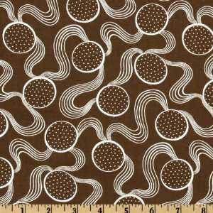  44 Wide Mix & Match Dot Swiggle Ivory/Brown Fabric By 