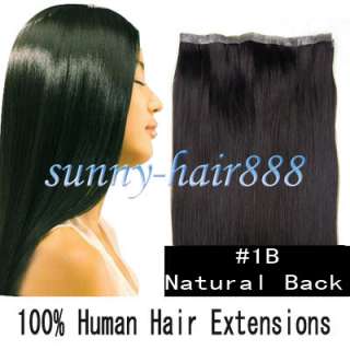 20inch Long x 95CM Wide PU skin weft Remy Human Hair Extension #1B 