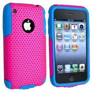 Blue / Hot Pink Hybrid Mesh Case with FREE Privacy Screen Cover for 