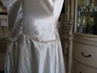 TTO65   1930s   40s Ivory Satin Wedding Gown   Lg   Haute Couture 