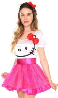 HELLO KITTY~ I AM RED BOW PINK GLITTER TULLE COSTUME DRESS BELT 