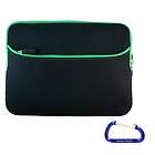 Neoprene Sleeve Case Cover Pouch Green Trim Samsung Google Chrome Book 