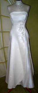 NWT Jessica McClintock Ivory Satin Embroidery Gown Size 12  