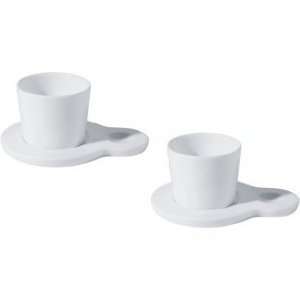  Alessi Hupla Espresso Set of Two Mocha Cups with Saucers 