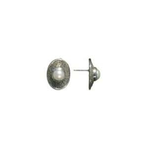  MICHOU Sterling Silver Pebbled Pearl Oval Earrings 