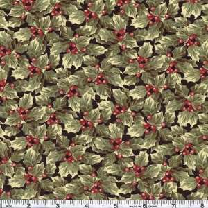 45 Wide A Call To Joy Holly Berry Black Fabric By The 