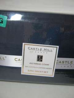 CASTLE HILL LONDON KING SHEET SET NAVY BLUE 410TC NIP  