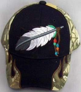   FEATHER CAP HAT EMBROIDERED CAMOUFLAGE INDIAN AMERICAN 192  