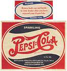 Old soda pop bottle label PEPSI COLA double dot Tulsa Oklahoma new old 