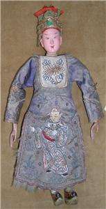   Chinese Opera Puppet Dolls Chop Mark Vintage Silk Composition Wood OLD