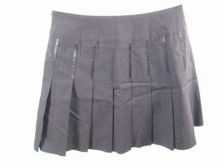 INTERMIX Black Cotton Pleated Mini Skirt Sz 2  