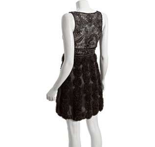 SUE WONG V NECK ROSETTE DETAIL DRESS, Black, 4, $ 570.0  