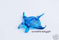 BLUE Mantaray Blown Art Glass Stingray Manta ray Fish  