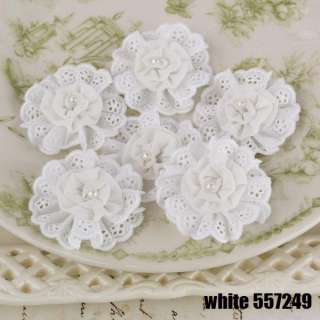 Prima Marketing~MANETTE Fabric FLOWERS Pearls~Scrapbook Cards OPTIONS 