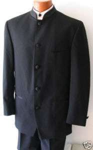 Boys Black Mandarin Nehru Collar Tuxedo Jacket Size 8  