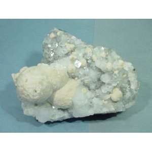 Indian Chalcedony and Stilbite Natural Crystal Cluster Mineral Display 