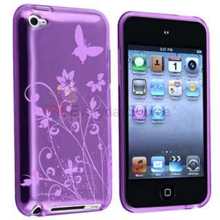   Butterfly Case+LCD Cover+INSTEN AC Charger For iPod Touch 4 4G 4th Gen