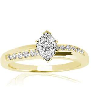  0.90 Ct Marquise Cut Petite Diamond Engagement Ring Pave 