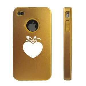 Apple iPhone 4 4S 4G Gold D841 Aluminum & Silicone Case Cover Heart 