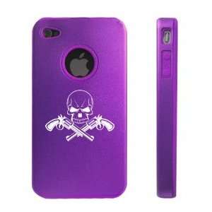Apple iPhone 4 4S 4G Purple D755 Aluminum & Silicone Case Cover Skull 