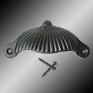   Pulls, Black Wrought Iron Pleated Dome Bin Pull, 4