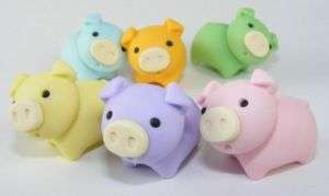 IWAKO Japanese Collectible Puzzle Erasers   6 Pigs  