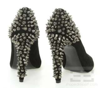 Sam Edelman Black Suede Studded Lorissa Peep Toe Heels Size 10 M 